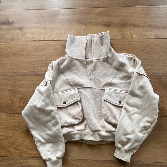 Women's Tan Zip-Up Sweatshirt pull over size L - Picture 6 of 9